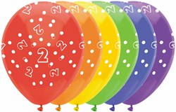 Ballons chiffres anniversaire 2 ans - lot de 6 ballons colorés