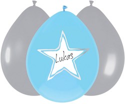 Ballons garçon bébé bleu et argent 6 pièces décoration naissance