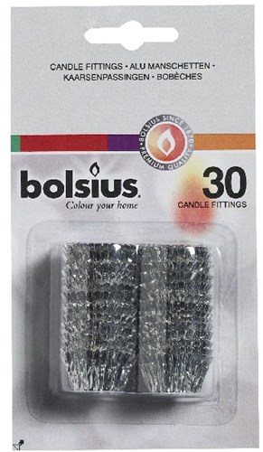 Bolsius adaptateurs pour bougies argent - lot de 30 bagues en aluminium