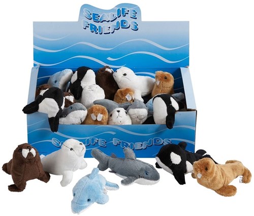 Harlekijn peluche animaux marins - jouet doux 12 cm - assorti