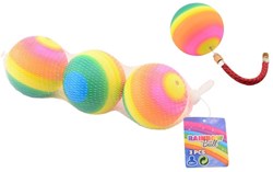 Johntoy balles arc-en-ciel jouet lot 3 pièces caoutchouc coloré 8 cm