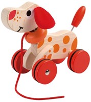 Johntoy jouet à tirer en bois chien remuant jouet durable