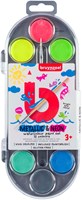 Bruynzeel set d'aquarelle - 12 couleurs métalliques et néon pour enfants