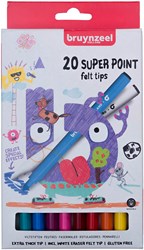 Bruynzeel Kids Super Point Viltstiften Set, 20 Kleuren