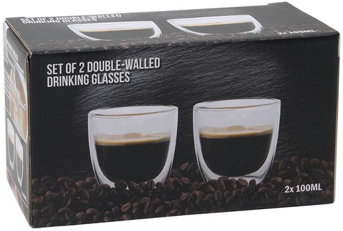 Verre à café thé double paroi 100ml lot de 2 - verre transparent