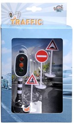 Feu de circulation Kids Globe avec lumière et 3 panneaux de signalisation 12cm