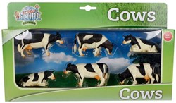 Figurines vaches ferme noir blanc 6 pièces échelle 1:32 jouet