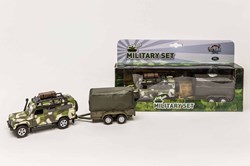 Kids Globe Land Rover met aanhanger military