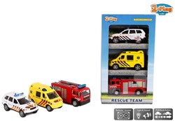 Coffret cadeau Die-Cast véhicules d'urgence voitures jouets 3 pièces avec lumière et son
