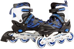 Patins à roulettes en ligne réglables bleu noir cadre aluminium taille 35-38 enfants