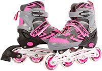Patins à roulettes en ligne rose/gris cadre aluminium réglable taille 29-32 enfants