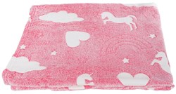 Plaid licorne polaire couverture Glow In The Dark 100x150cm rose