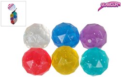 Balle rebondissante diamant glamour jouet 32mm 6 pièces multicolore