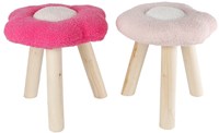 Tabouret enfant Flower rose/fuchsia bois tissu 30x30x33cm