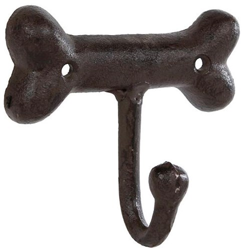 Patère Dog Bone crochet mural métal marron ancien 10,5x10,5x5cm