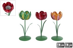 Bougeoir photophore Tulip S métal multicolore 8x8x20cm décoration