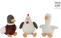 Peluches oie, canard et poule 22cm - animaux de ferme doux