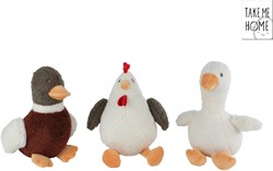 Peluches oie, canard et poule 22cm - animaux de ferme doux