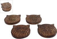 Van Manen dessous de verre hibou bois de manguier 10x10cm décoratif