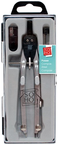 Compas 3 pièces noir - Set de dessin pour enfants et adultes