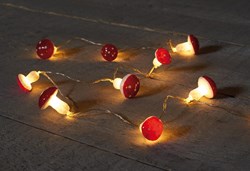 Guirlande lumineuse LED blanc chaud champignon 10 lampes à piles