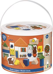 Bambolino Toys blocs de construction en bois Nijntje dans un tonneau de rangement - jouet éducatif