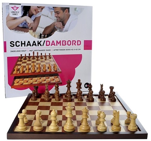 Schaak/dam bord 42cm in luxe doos