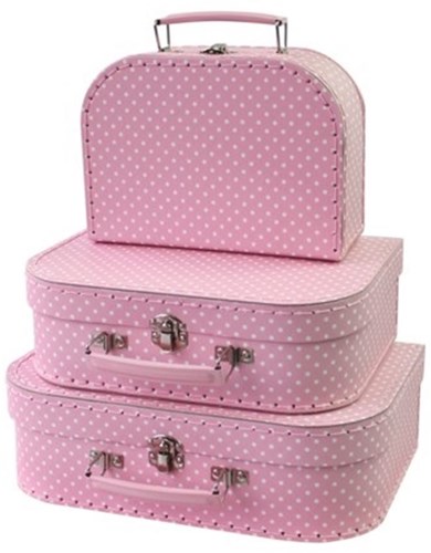 Simply 3 valises à pois rose 36966