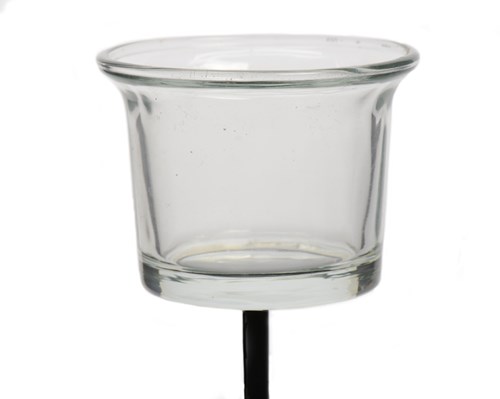 Bougeoir en verre transparent sur tige 6x10cm décoration de Noël