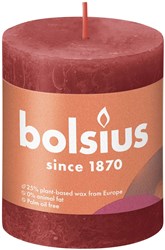 Bolsius bougie pilier rustique rouge - bougie décorative 8x7cm