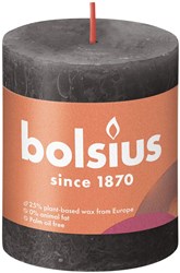 Bolsius bougie pilier rustique Stormy Grey - bougie grise 8 cm 35 heures