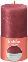 Bolsius bougie pilier shimmer rouge - bougie rustique 13 cm - décoration
