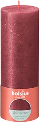 Bolsius bougie pilier rustique shimmer rouge - bougie décorative 19 cm