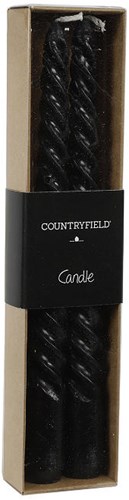 Countryfield bougies de dîner Twirly 20cm noir - bougies spirales