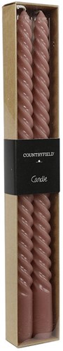 Countryfield bougies de table rose 30 cm - bougies torsadées déco