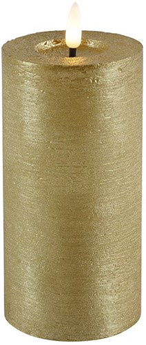 Countryfield bougie LED pilier or rustique 7,5x15cm avec minuterie