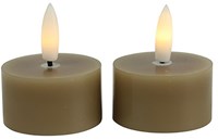 Countryfield bougie chauffe-plat LED rustique lot de 2 beige avec minuterie