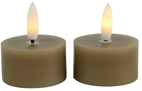 Countryfield bougie chauffe-plat LED rustique lot de 2 beige avec minuterie