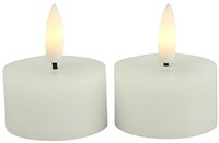 Countryfield bougies chauffe-plat LED rustiques blanches 4cm 2 pièces avec minuterie