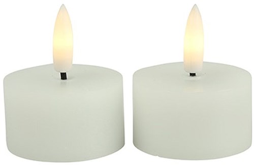 Countryfield bougies chauffe-plat LED rustiques blanches 4cm 2 pièces avec minuterie