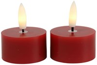 Countryfield bougie chauffe-plat LED rustique 4cm lot de 2 rouge ambiance