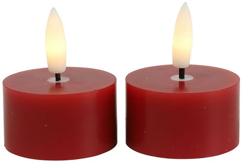 Countryfield bougie chauffe-plat LED rustique 4cm lot de 2 rouge ambiance