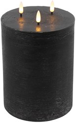 Countryfield bougie LED pilier noire 15x15x22,5cm avec lumière blanc chaud