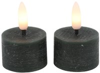 Countryfield bougie chauffe-plat LED rustique vert 4cm lot de 2 décoratif