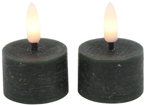 Countryfield bougie chauffe-plat LED rustique vert 4cm lot de 2 décoratif