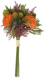 Countryfield bouquet artificiel dahlia orange décoration H36cm plastique