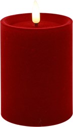 Cilgro bougie LED pilier décoration velours rouge 7,5x7,5x10cm