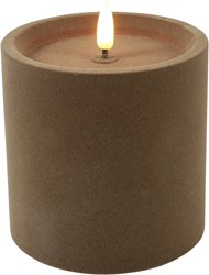 Cilgro bougie LED pilier décoration velours taupe 10x10x10cm lumière d'ambiance