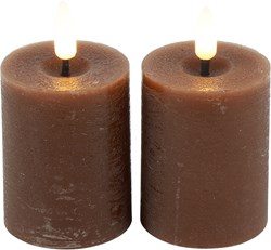 Cilgro bougie LED pilier décoration marron 5x5x6,5cm lot de 2