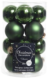 Boule de Noël verre vert 3,5 cm lot de 16 décorations festives